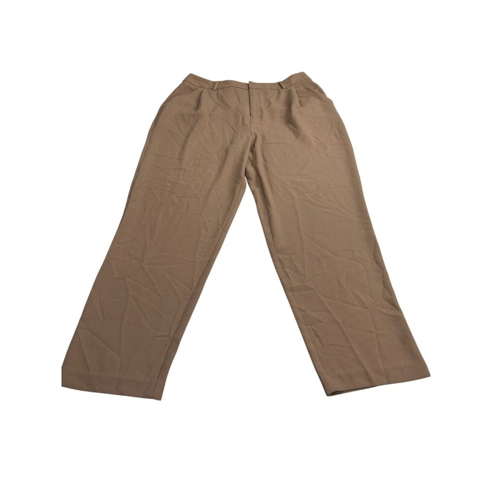 Forever 21 Womens Brown Straight-Leg Pants Size L Polyester Blend